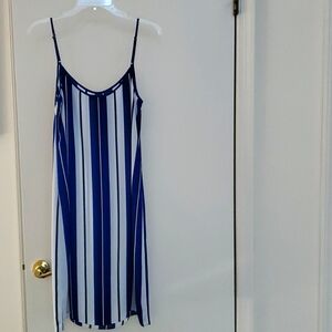 J Crew blue & white stripe sun dress adj straps Size 4 reg excellent cond